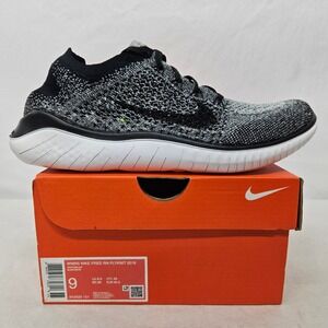Nike Free RN Flyknit 2018 Running Shoes 942839-101 White Black Women's Size 9
